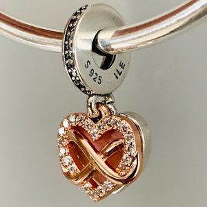 Pandora 2Tone Sparkling Infinity Heart Dangle Charm 788878C01